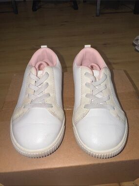Carter's White Sneakers with Pink Lining - Kids Lace-Up